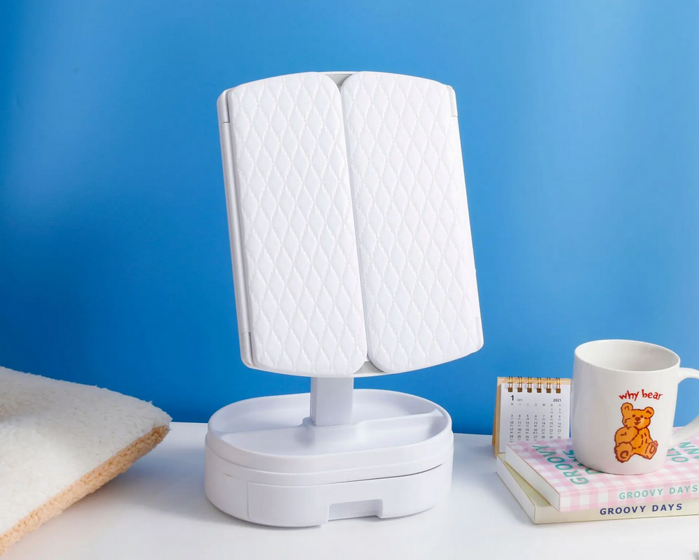 Salokāms LED kosmētikas spogulis ar palielinājumu 2x 3x