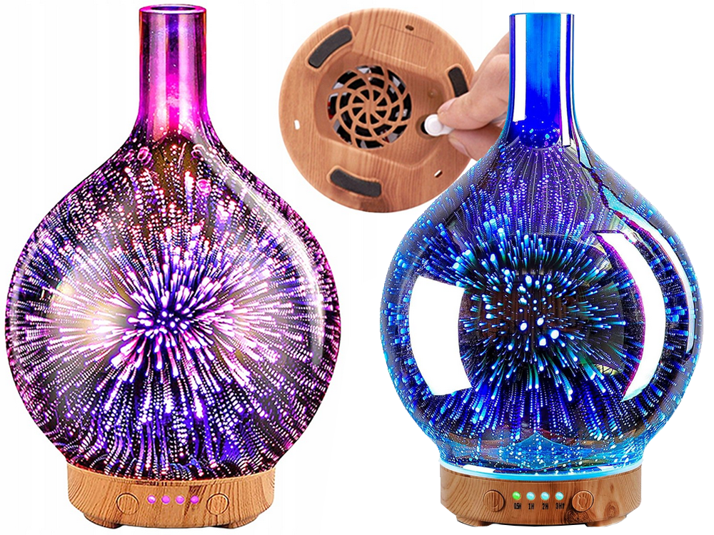 Gaisa mitrinātājs un aromātu difuzors ar 3D RGB nakts lampiņu, 120ml