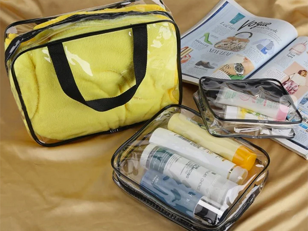Caurspīdīgs kosmētikas somiņu komplekts 3in1 ceļojumiem