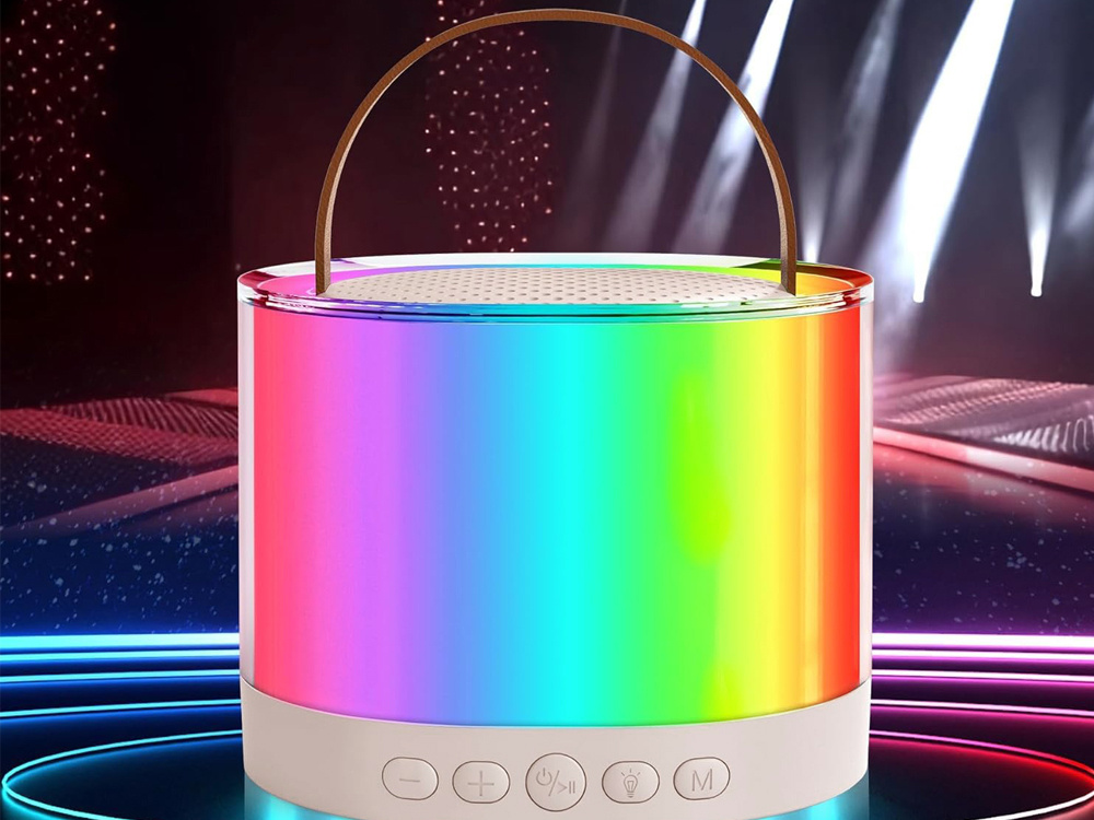 Pārnēsājams karaoke komplekts ar 2 bezvadu mikrofoniem un RGB Bluetooth skaļruni