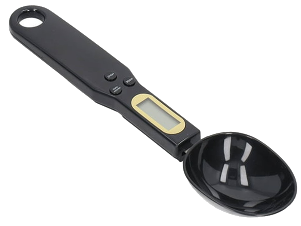 Digitālie virtuves karotes svari līdz 500 g, 0.1 g, ar LCD displeju, melni