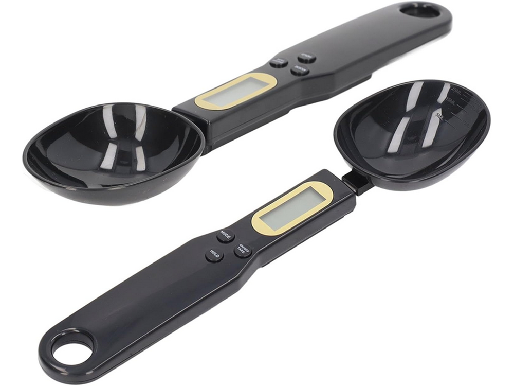 Digitālie virtuves karotes svari līdz 500 g, 0.1 g, ar LCD displeju, melni