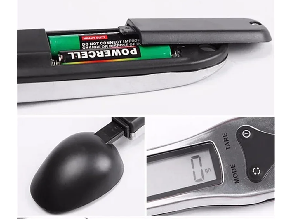 Elektroniskā virtuves karote-svari ar LCD displeju, 500g, melna