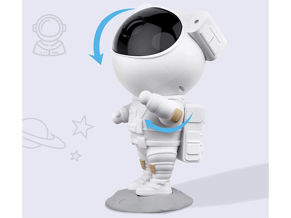 Zvaigžņu projektors Astronauts, LED nakts lampiņa ar tālvadības pulti