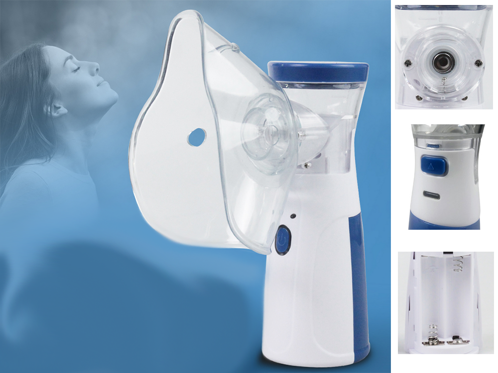 Pārnēsājams sietiņa smidzinātājs inhalators ar maskām, kluss