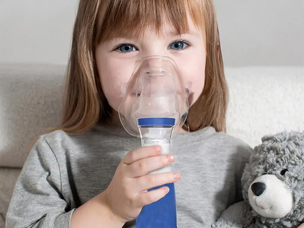 Pārnēsājams sietiņa smidzinātājs inhalators ar maskām, kluss