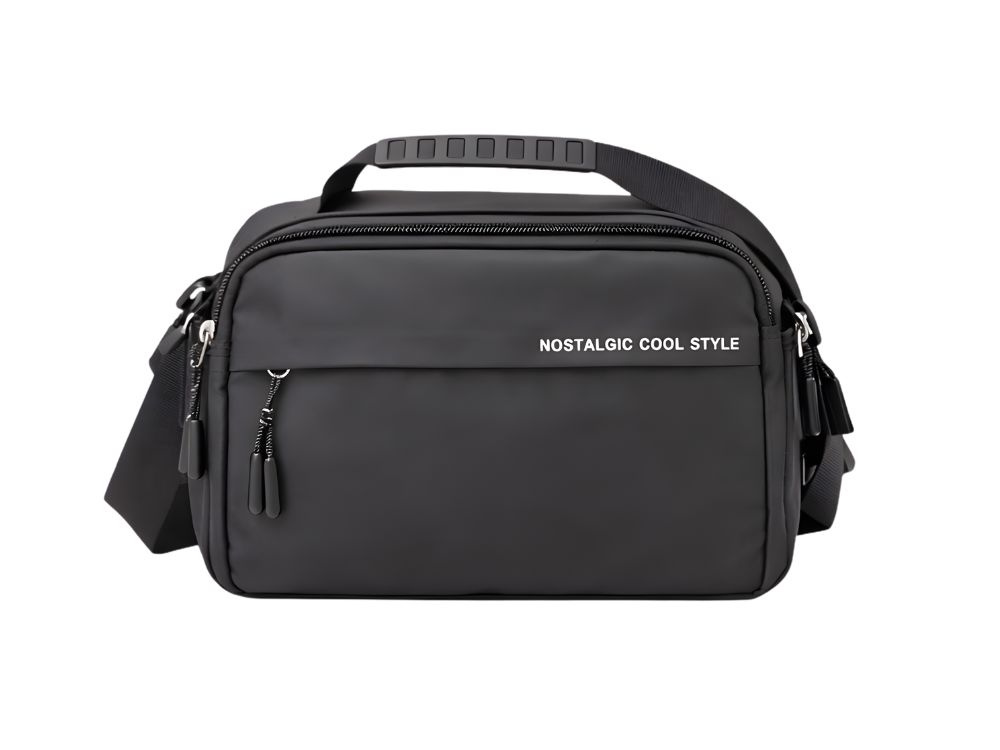 Vīriešu pleca soma Crossbody ar regulējamu siksnu, melna