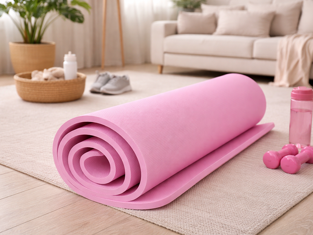 Vingrošanas paklājiņš jogai un fitnesam 170x60cm 1cm biezs, rozā