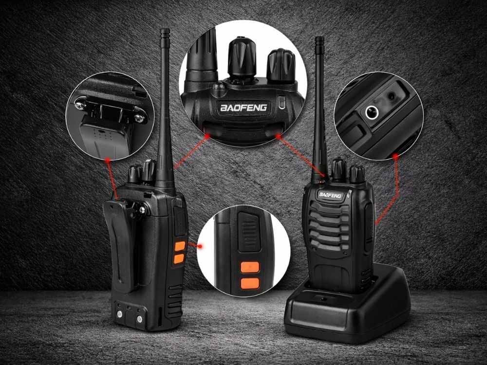 Rācijas Baofeng BF-888S komplekts 8km rādiuss 1500mAh, melns