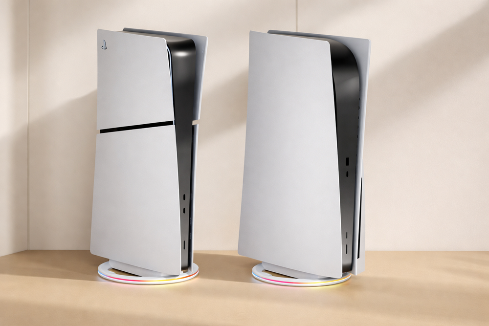 PS5 vertikālais dzesēšanas statīvs Pro un Slim modeļiem, balts