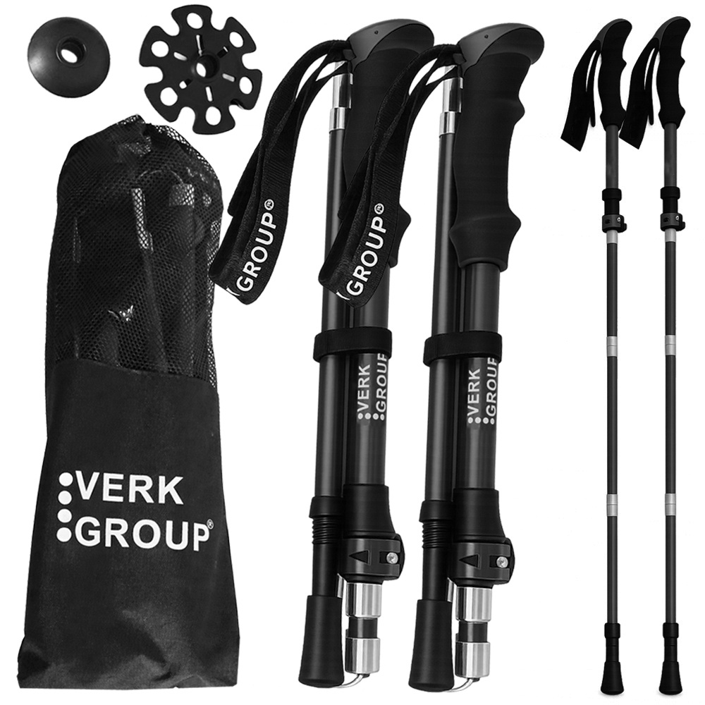 Nūjošanas un trekinga nūju komplekts ar somu, 3 segmenti, 114-135 cm, melns