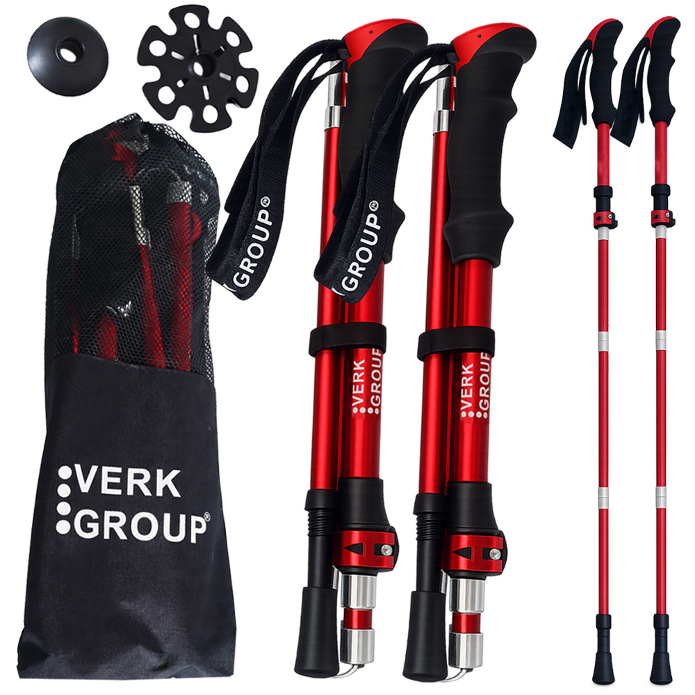 Verk Group Nordic Walking un trekinga nūjas ar piederumiem un somu, Sarkanas