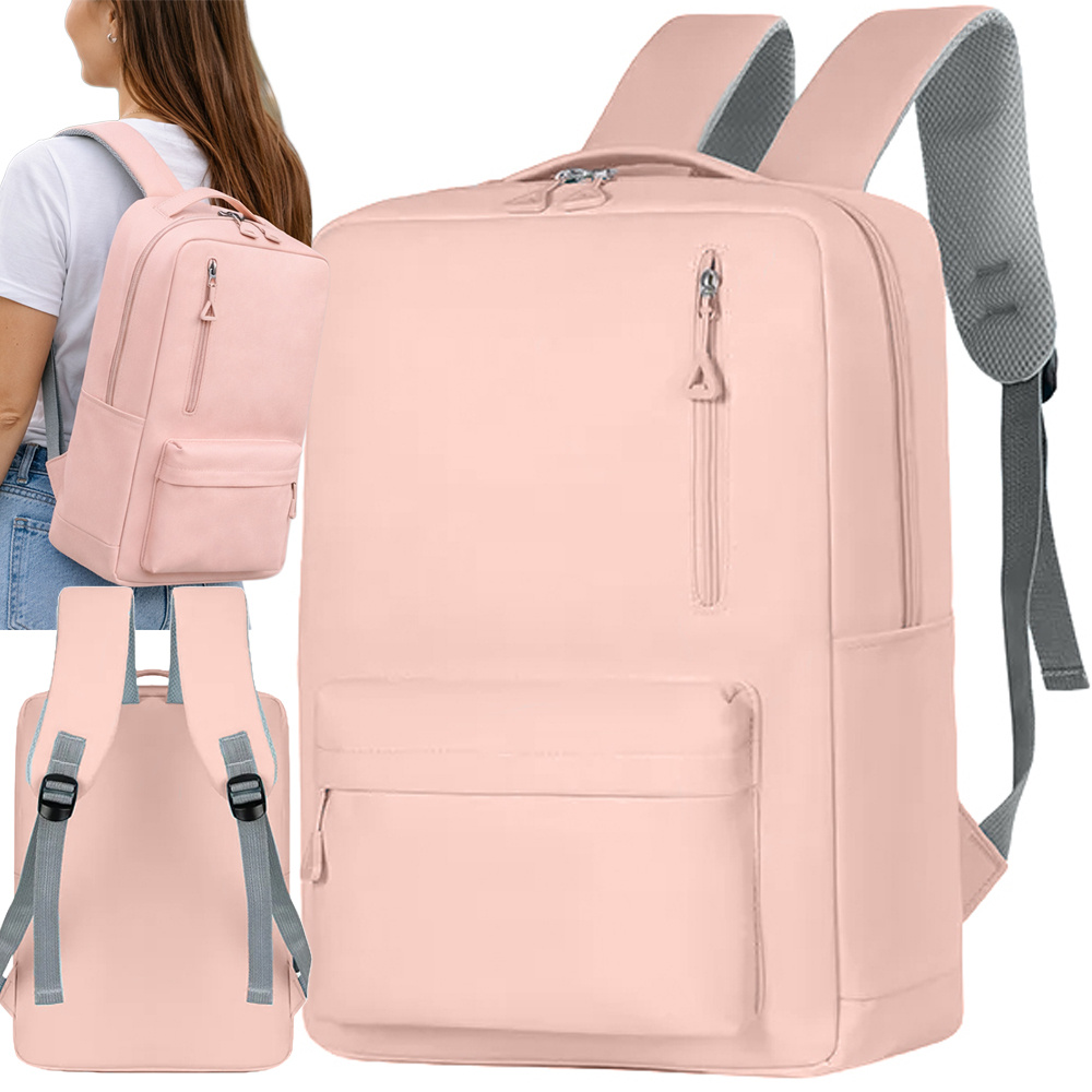 Ietilpīga pilsētas skolas mugursoma ar USB portu 18-20L, rozā