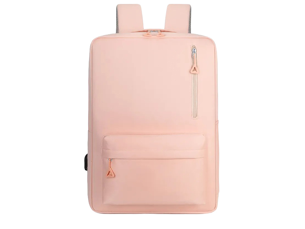 Ietilpīga pilsētas skolas mugursoma ar USB portu 18-20L, rozā