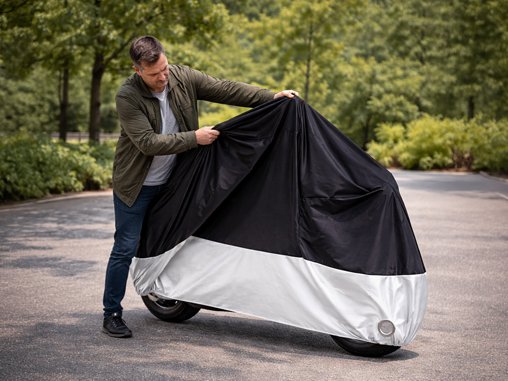 Ūdensnecaurlaidīgs velosipēda un motocikla pārsegs XXXL 240x130 cm, sudraba