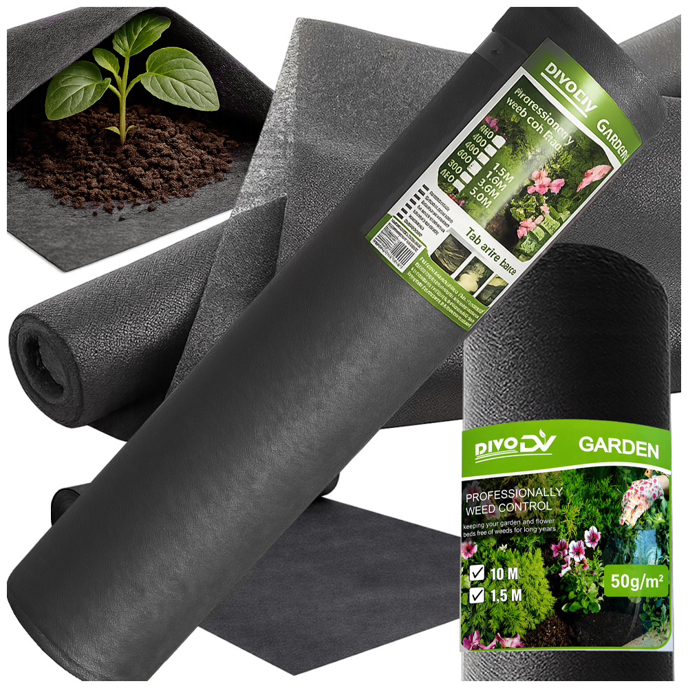 DIVODV Pretnezāļu Agroplēve 50g/m² 1.5m x 50m, Melna