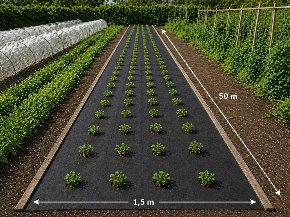 DIVODV Pretnezāļu Agroplēve 50g/m² 1.5m x 50m, Melna