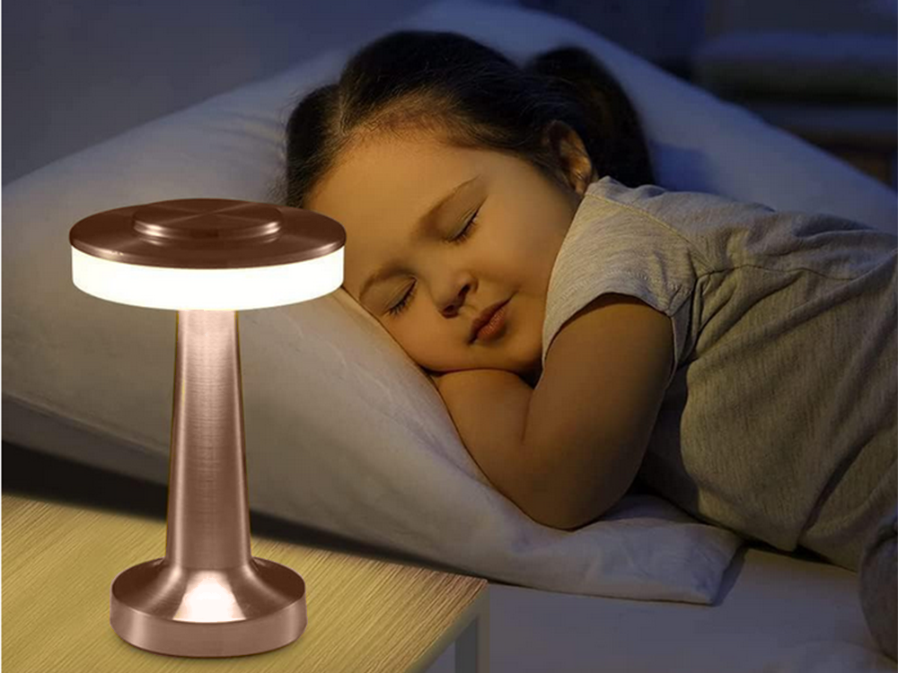 Bezvadu skārienjutīga galda lampa, 3 gaismas toņi, vara krāsa