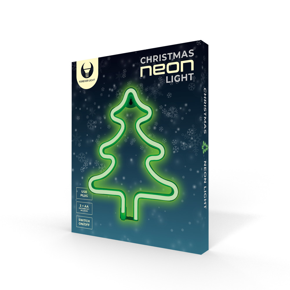 Forever Neona Dekoratīvā LED Lampa Gaismeklis Apgaismojums ar USB, Ziemassvētku Eglīte | Decorative Neon LED Lamp...