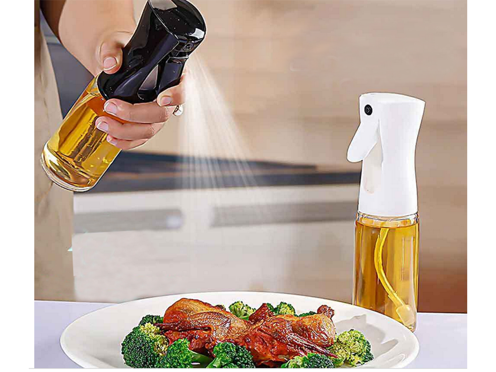 Eļļas un etiķa smidzinātājs stikla pudelē, 200 ml, melns