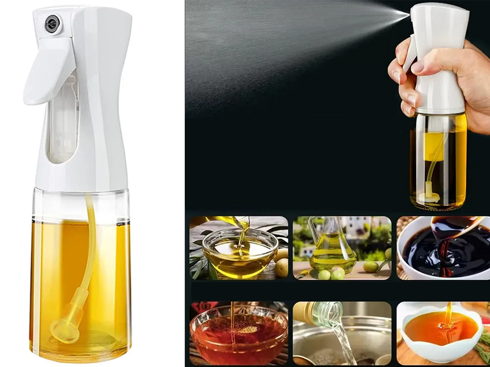 Stikla eļļas un etiķa izsmidzinātājs, 200 ml, Balts