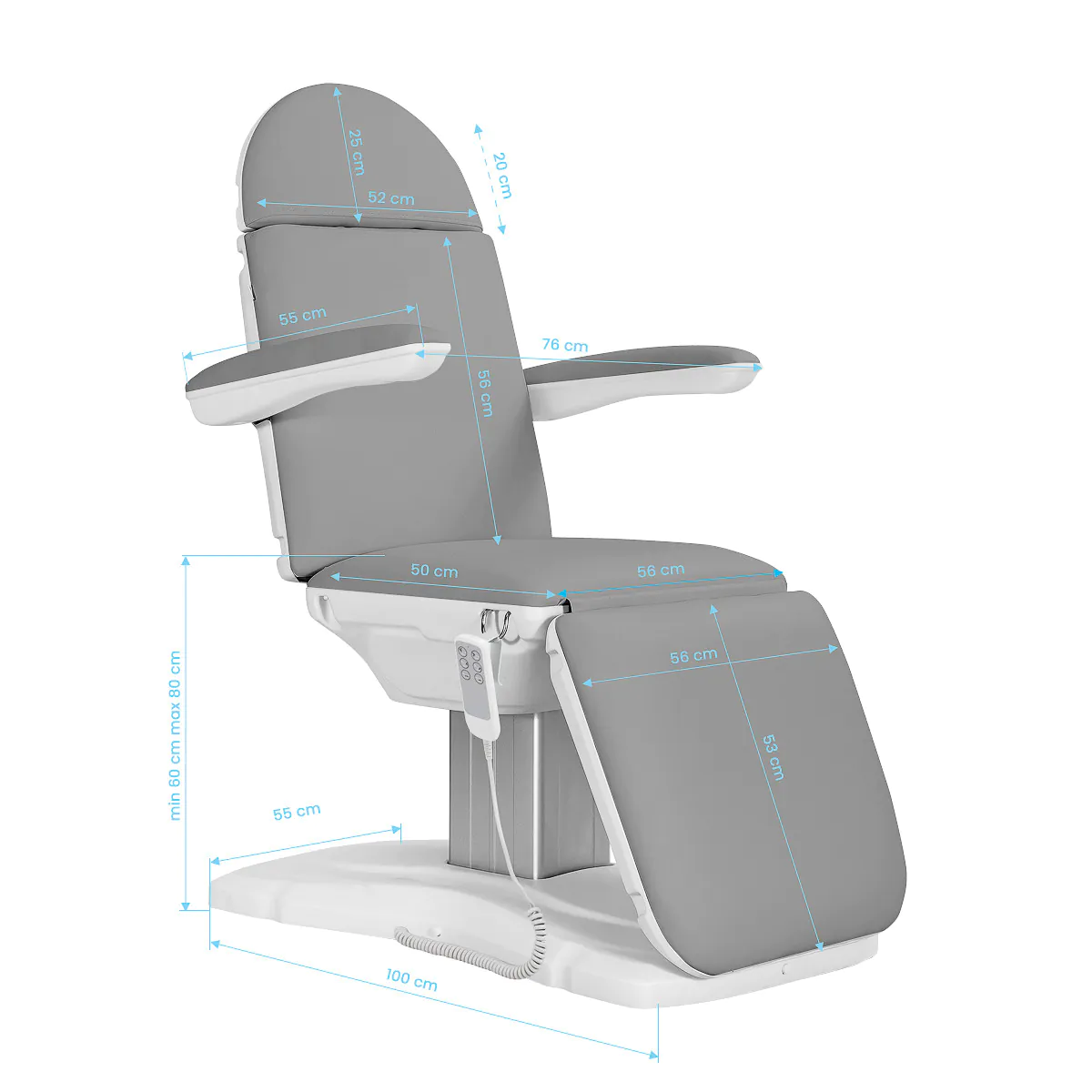 Sillon Eclipse elektriskais kosmetoloģijas krēsls 3 motori pelēks