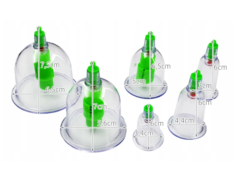 Akupunktūras Vakuuma Masāžas Bankas, 12 gab. | Vacuum Massage Bubbles Jars