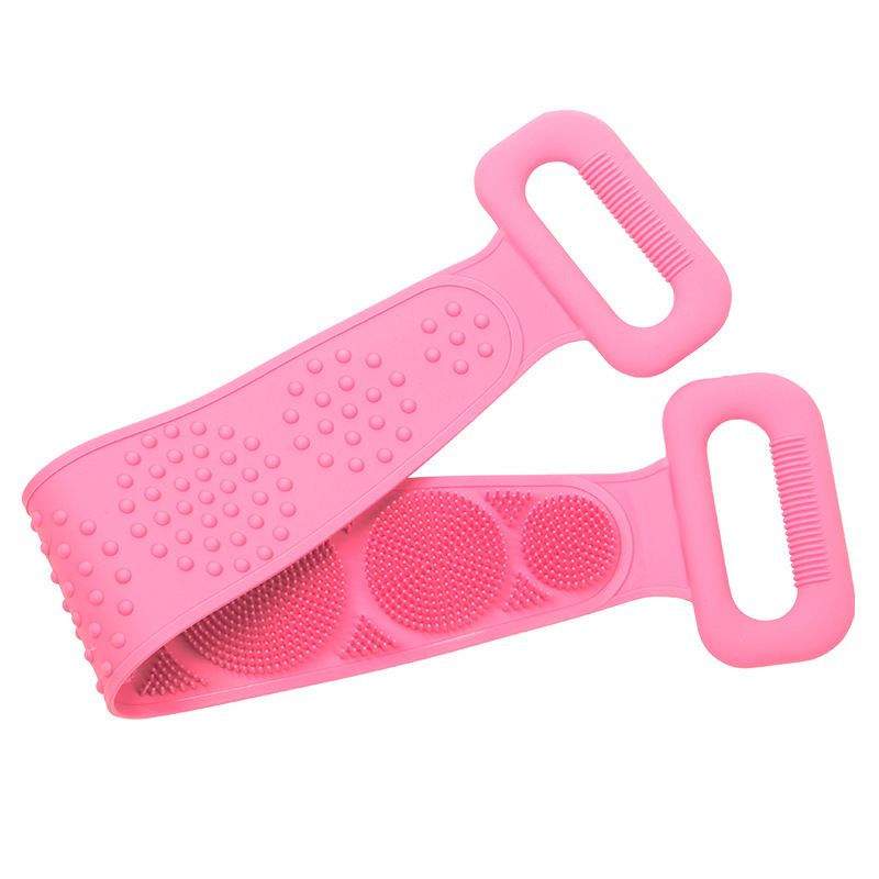 Divpusējs Silikona Sūklis Birste Masažieris Ķermenim un Kājām, Rozā | Bath Sponge Shower Body Legs Massager...