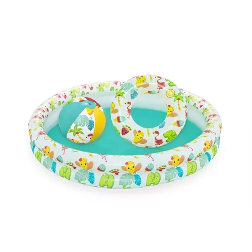 Bestway 51124 3-in-1 piepūšamais baseins ar bumbu un peldriņķi, 122 cm