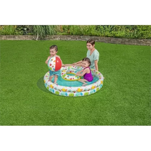 Bestway 51124 3-in-1 piepūšamais baseins ar bumbu un peldriņķi, 122 cm