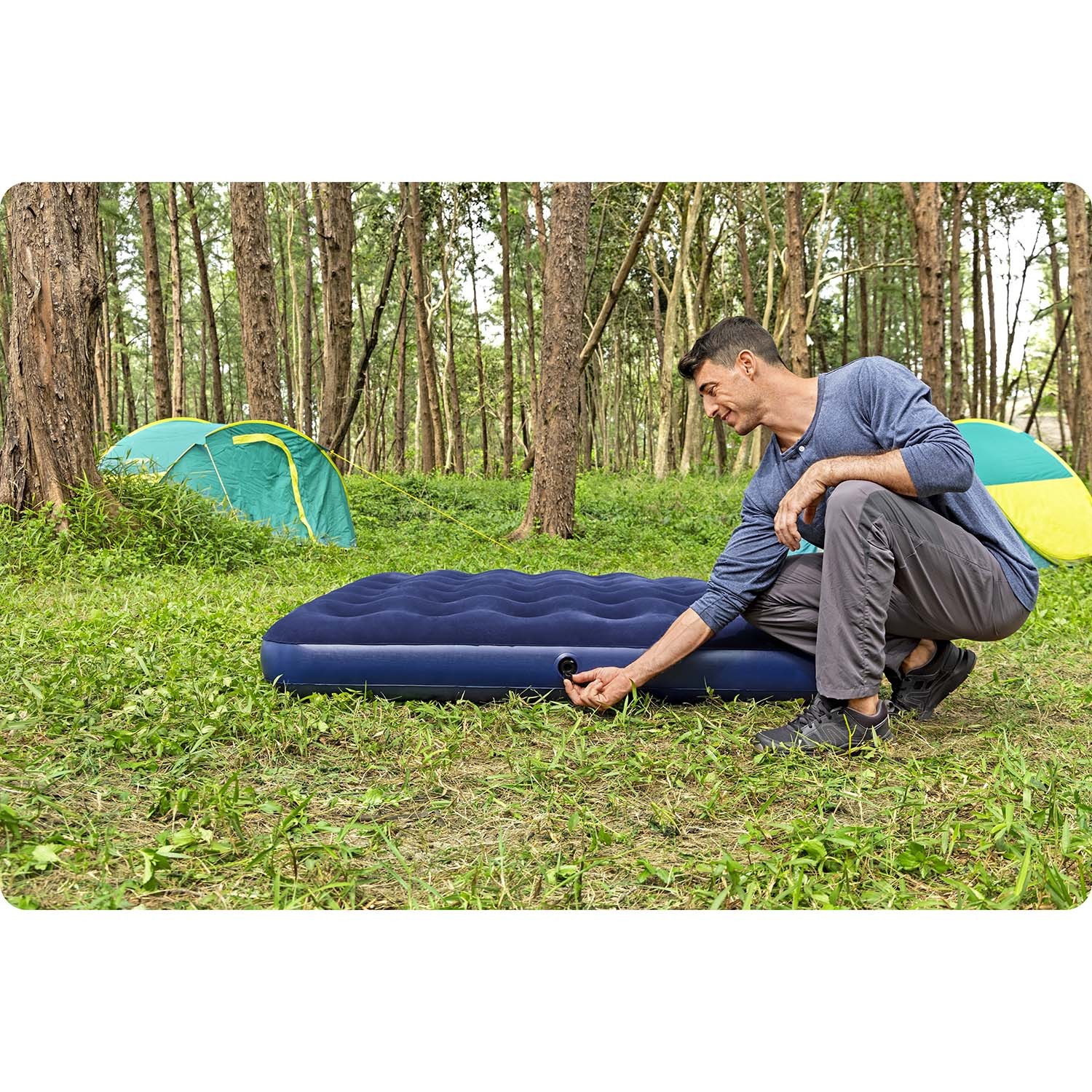 Bestway 67003 divvietīgs piepūšamais matracis, 203x152x22 cm, tumši zils