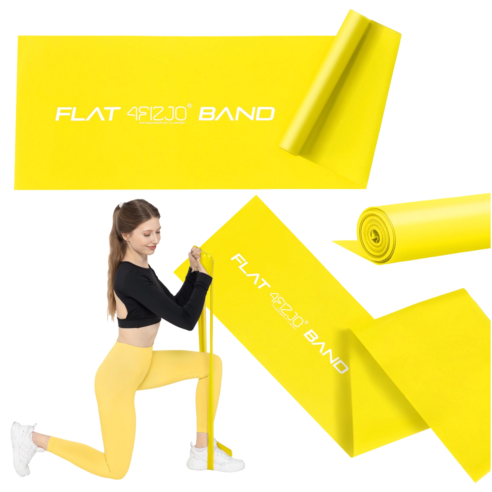 4Fizjo FLAT BAND rehabilitācijas lenta, 2m, 1-2 kg, dzeltena