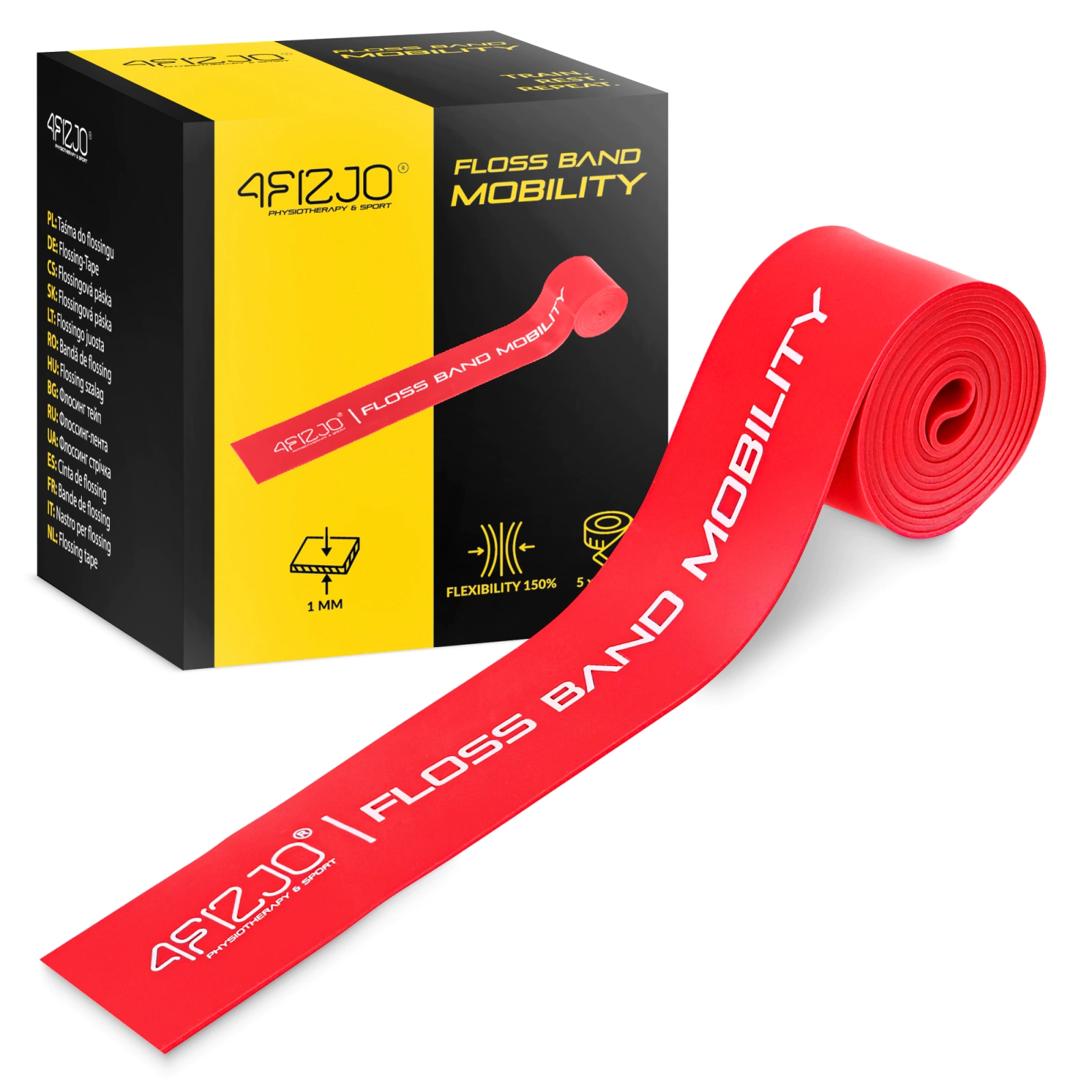 4Fizjo Floss Band rehabilitācijas lente, 1 mm, sarkana