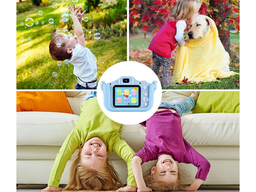 Bērnu Mini Fotoaparāts Digitālā Kamera ar Spēlēm Kaķis, 1080P, Zils | Children HD Digital Camera
