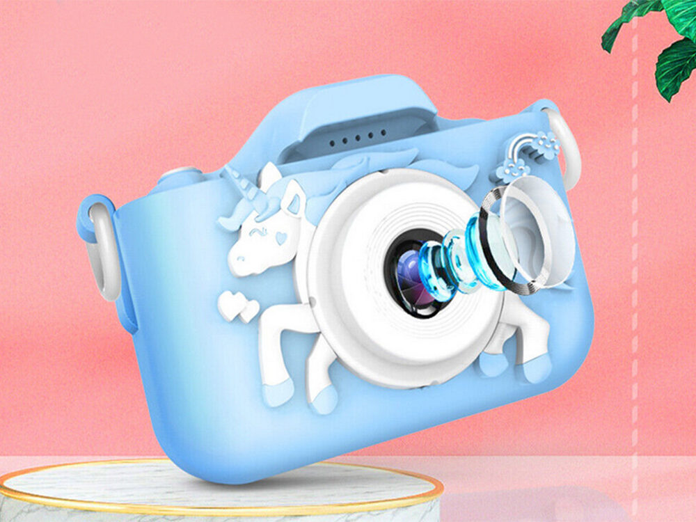 Bērnu Mini Fotoaparāts Digitālā Kamera ar Spēlēm Vienradzis, 1080P, Zils | Children HD Digital Camera