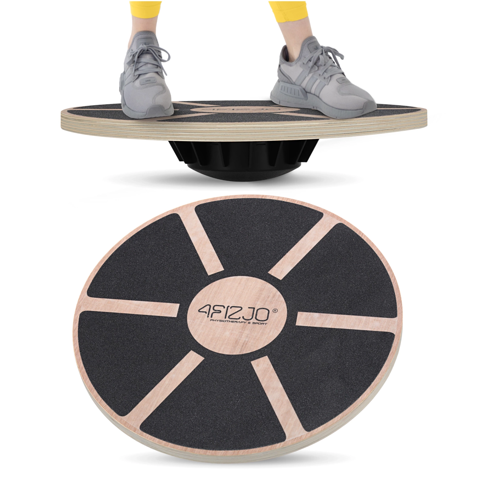 4Fizjo Balansa līdzsvara disks dēlis platforma stabilitātes treniņiem (koka) | Balance Board Platform (wooden)