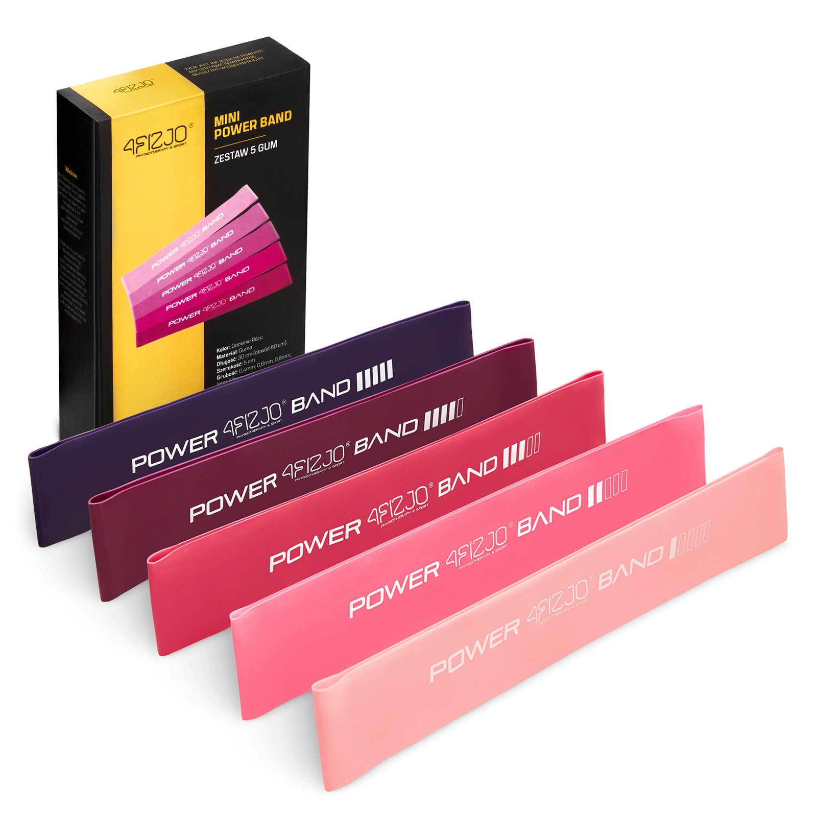 4Fizjo Mini Power Band pretestības gumiju komplekts, 5 gab.