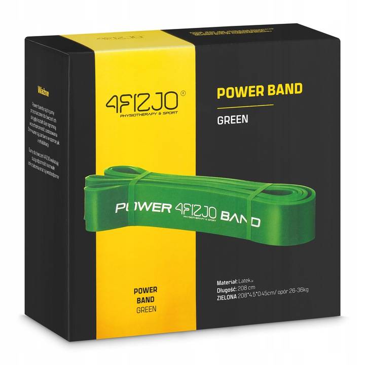 4Fizjo Power Band pretestības gumija 27-36 kg, zaļa