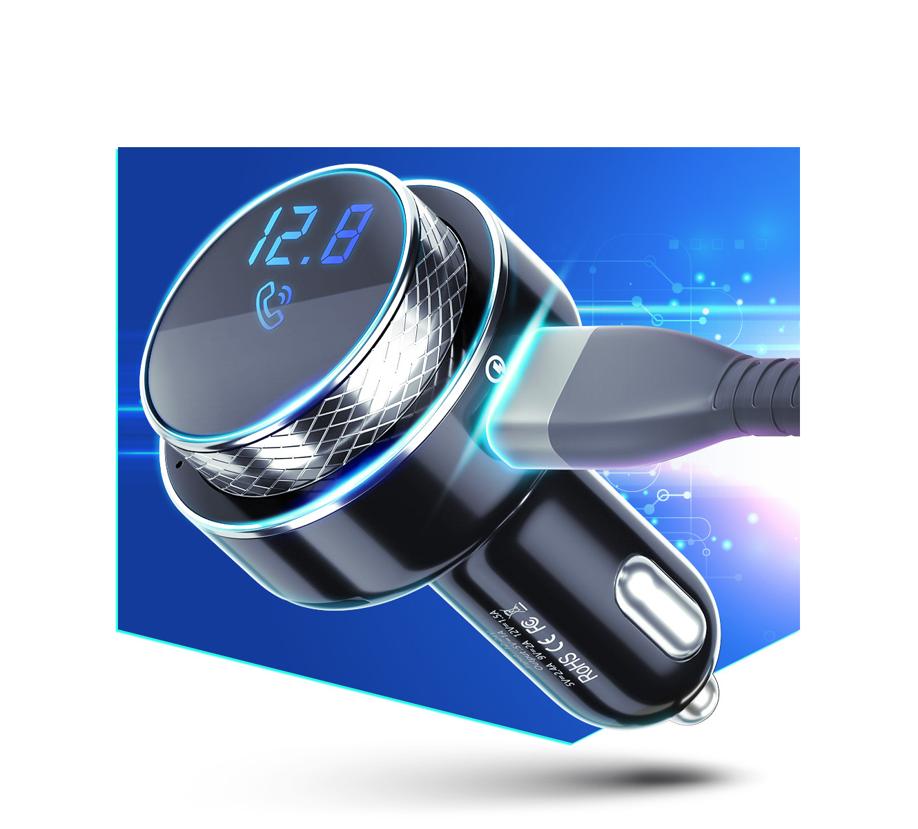 3mk Hyper Car FM raidītājs ar Bluetooth un 30W lādētāju