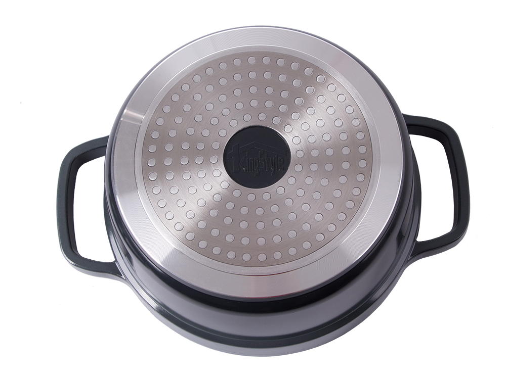 Sautējamais katls ar vāku 2 l, indukcijai, gāzei, non-stick, pelēks