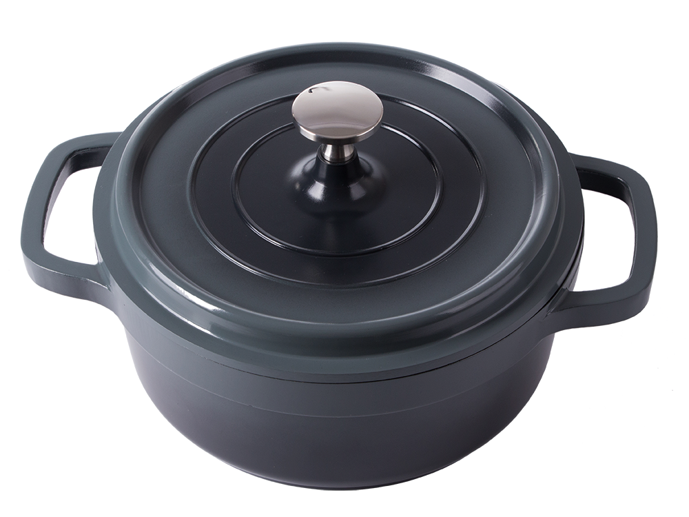 Sautējamais katls ar vāku 2 l, indukcijai, gāzei, non-stick, pelēks