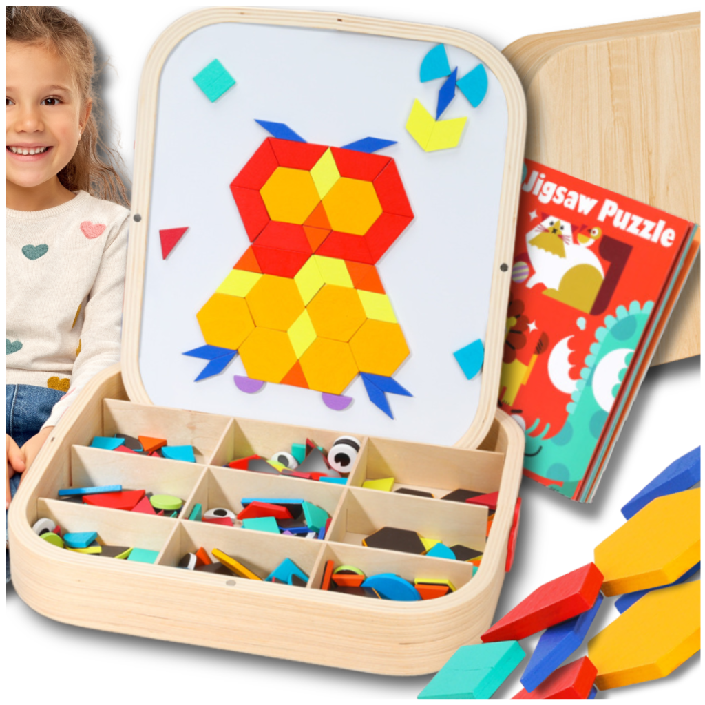 Bakalu koka kaste ar magnētisko mozaīku Montessori radošā rotaļlieta