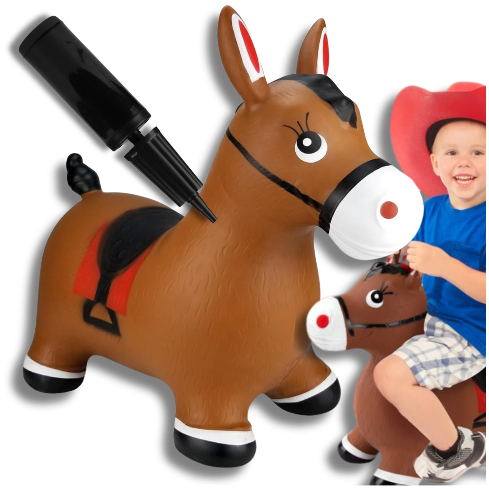 Bērnu Rotaļu Gumijas Piepūšamais Lēkājamais Ēzelis (ar Sūkni) | Kids Rubber Bouncing Jumping Inflatable Toy