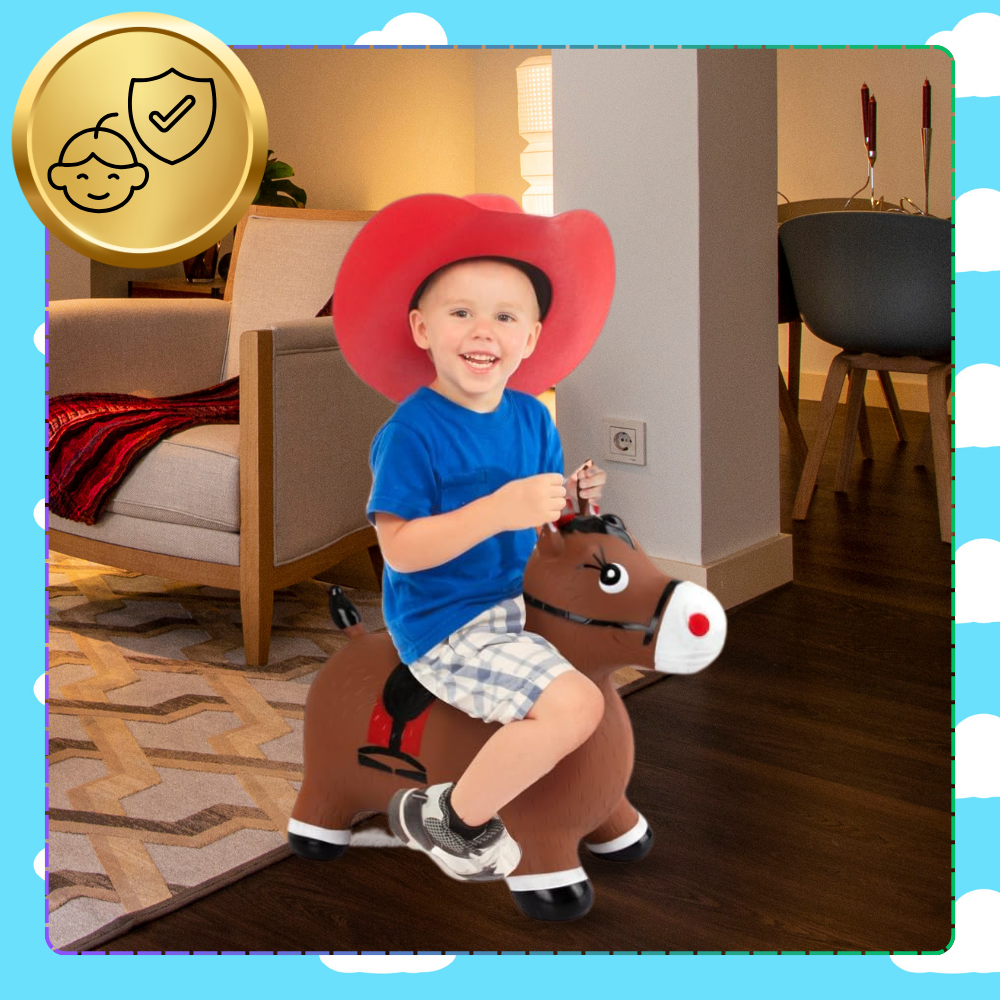 Bērnu Rotaļu Gumijas Piepūšamais Lēkājamais Ēzelis (ar Sūkni) | Kids Rubber Bouncing Jumping Inflatable Toy