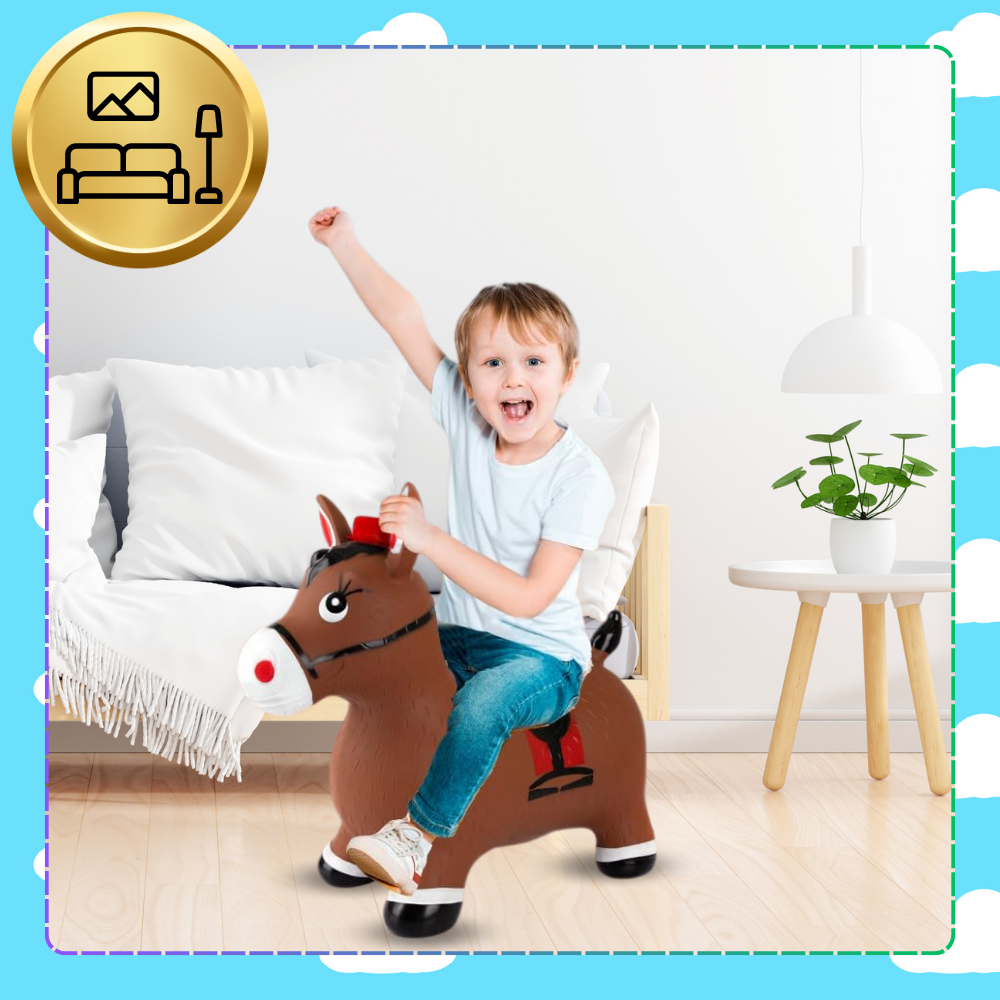 Bērnu Rotaļu Gumijas Piepūšamais Lēkājamais Ēzelis (ar Sūkni) | Kids Rubber Bouncing Jumping Inflatable Toy