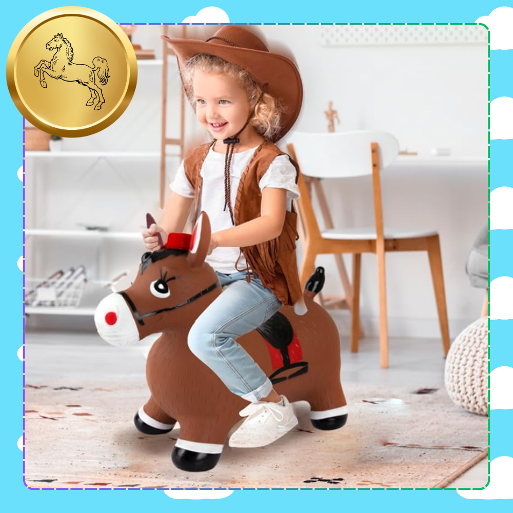 Bērnu Rotaļu Gumijas Piepūšamais Lēkājamais Ēzelis (ar Sūkni) | Kids Rubber Bouncing Jumping Inflatable Toy