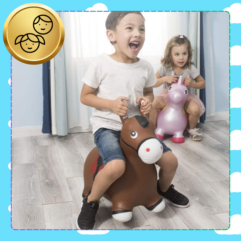 Bērnu Rotaļu Gumijas Piepūšamais Lēkājamais Ēzelis (ar Sūkni) | Kids Rubber Bouncing Jumping Inflatable Toy