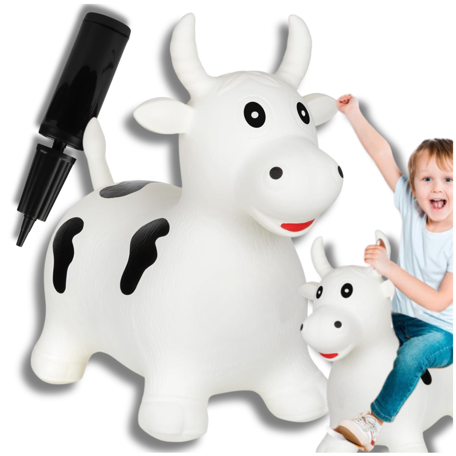 Bērnu Rotaļu Gumijas Piepūšamā Lēkājamā Gotiņa (ar Sūkni) | Kids Rubber Bouncing Jumping Inflatable Toy