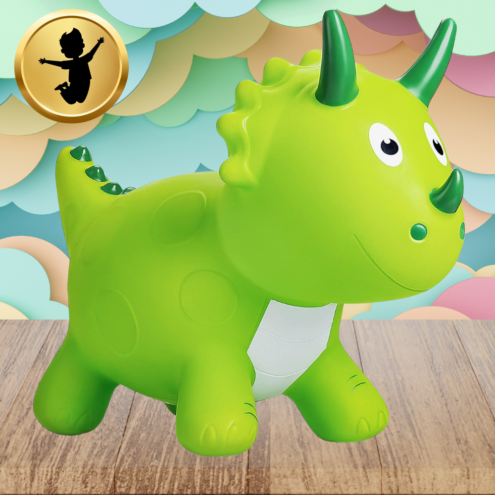 Bērnu Rotaļu Gumijas Piepūšamais Lēkājamais Dinozaurs (ar Sūkni) | Kids Rubber Bouncing Jumping Inflatable Toy