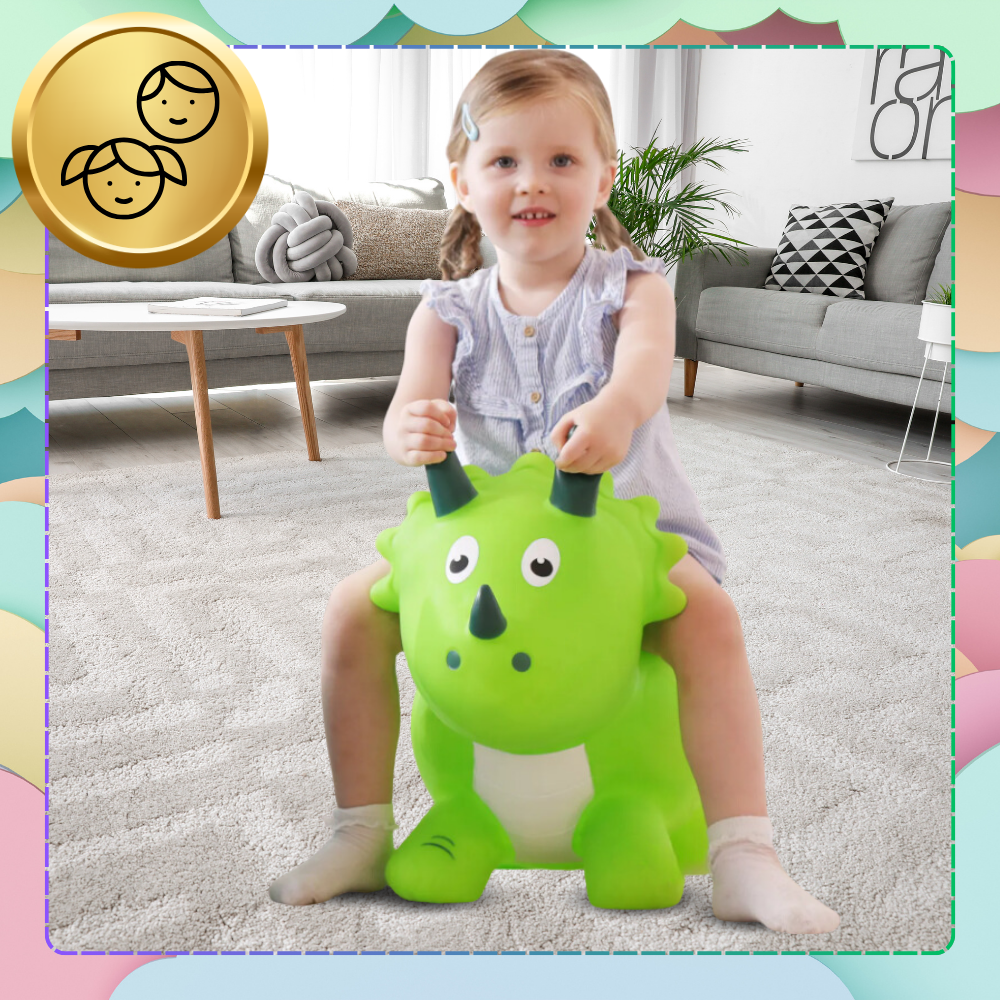 Bērnu Rotaļu Gumijas Piepūšamais Lēkājamais Dinozaurs (ar Sūkni) | Kids Rubber Bouncing Jumping Inflatable Toy